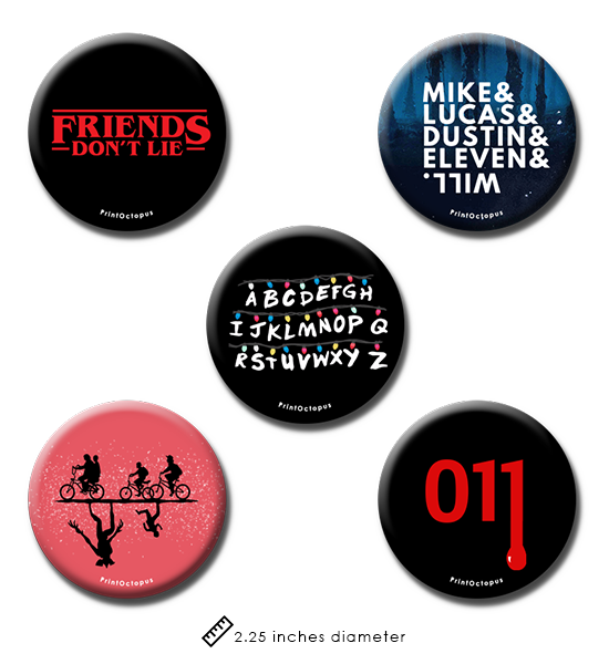 Buy Stranger Things Pin Badges Fridge Magnet 2 In 1 Set Of 5 Printoctopus