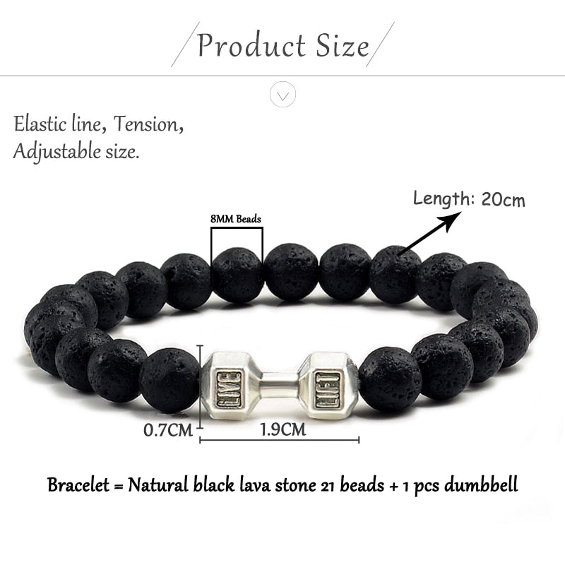 Black Volcanic Lava Stone Dumbbell Bracelet – RING OF GOD