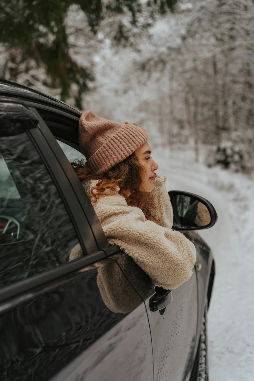 Wearing Hunter boots in the snow - beanie