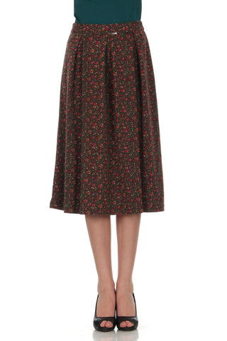 Photo of a floral midi skirt and heeled sandals