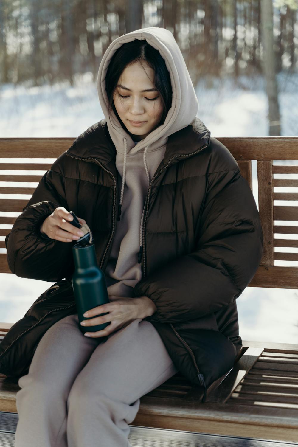 Wearing Hunter boots in the snow - jacket