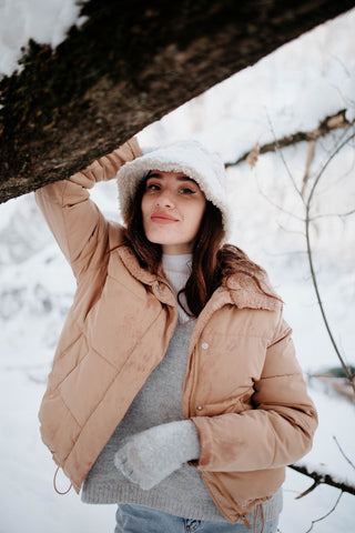 Woman wearing lightweight winter jacket