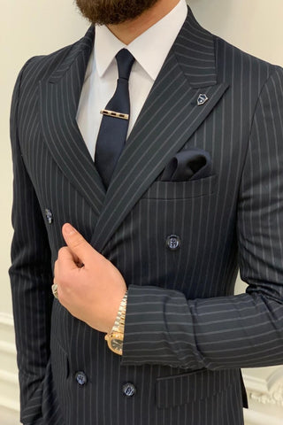 Classic double-breasted pinstripe suit