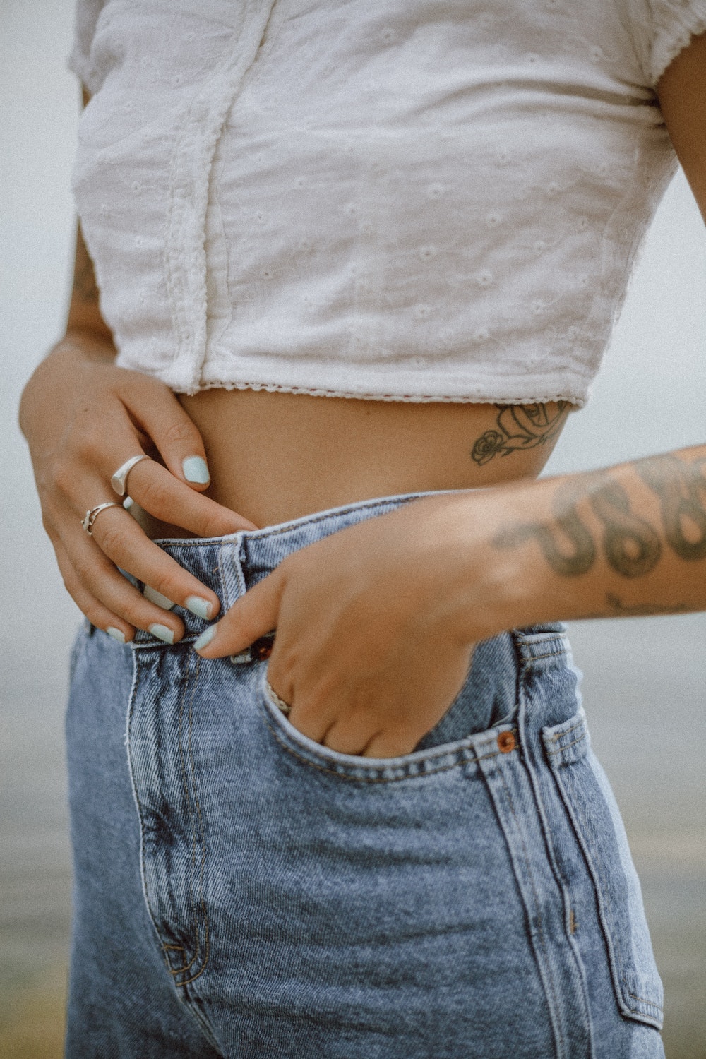 rib tattoo best thing to wear cotton crop top