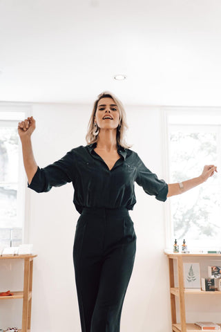 Dress pants and a tucked-in blouse