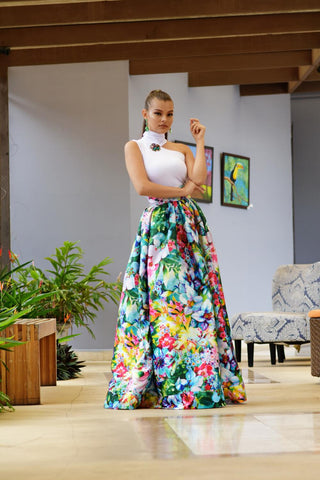 Floral skirt vibrant fashion style