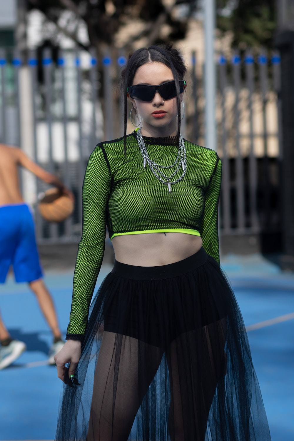 flamboyant fashion mesh skirt and cropped top