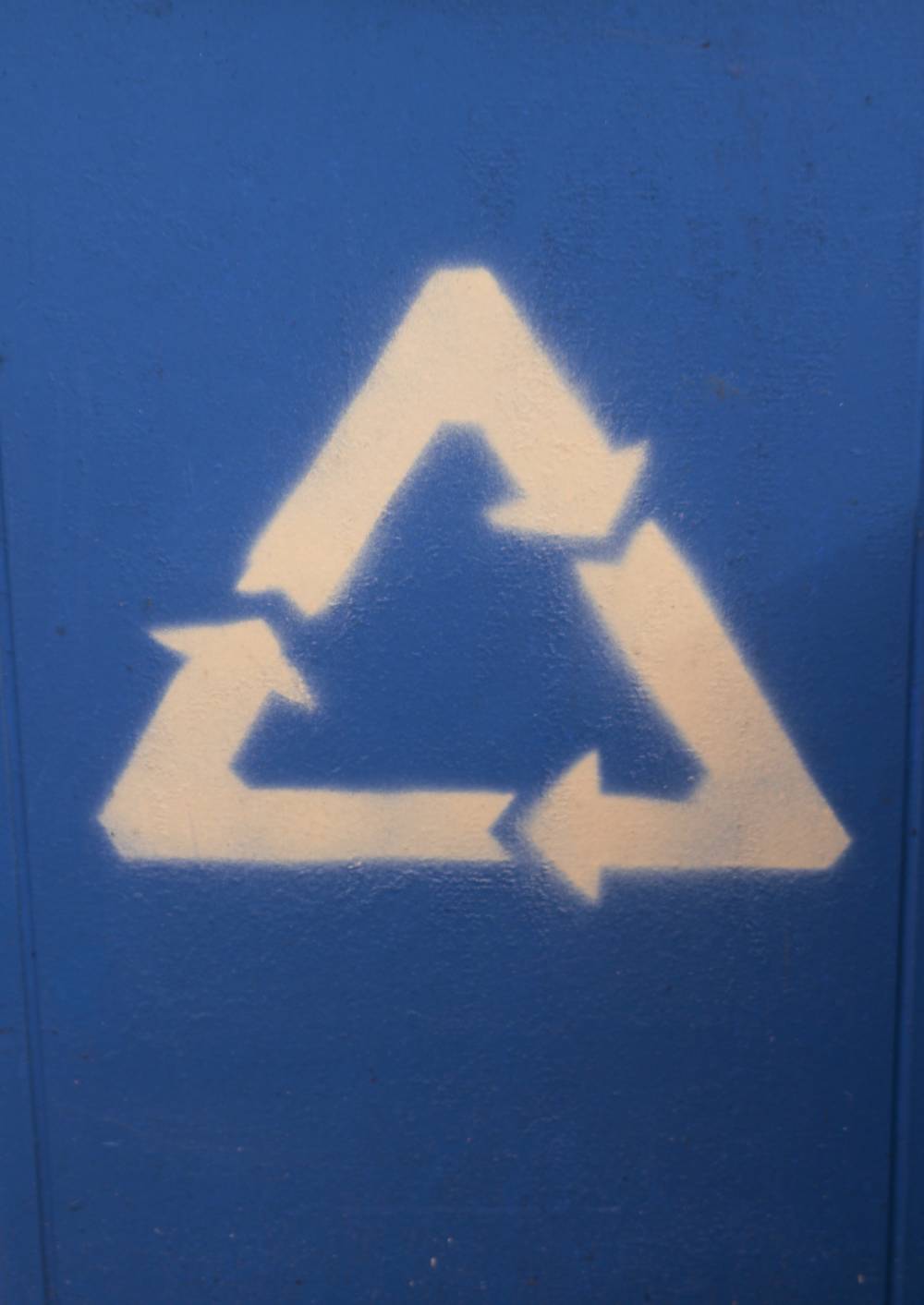 blue recycling label sign