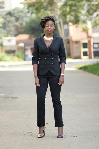Tailored blazer and high-waisted pants