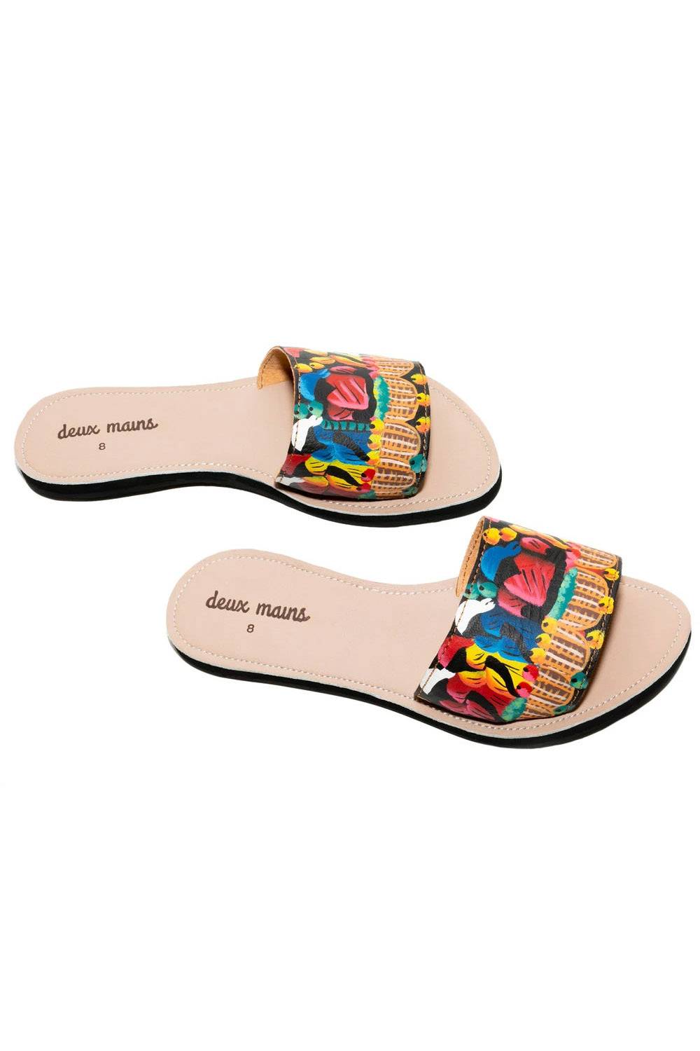 deux mains recycled slide sandals