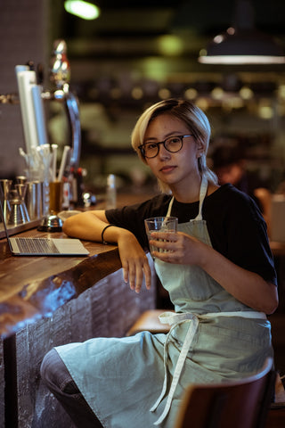cute female nightclub bartender apron