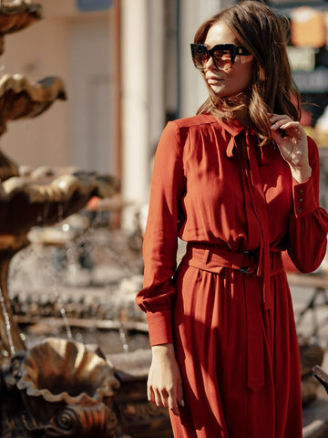 business casual fashion style outfits long-sleeve dress