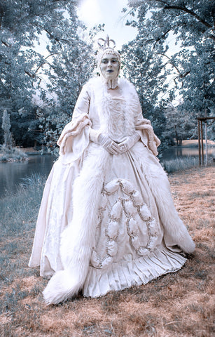 elaborate costume over a corset