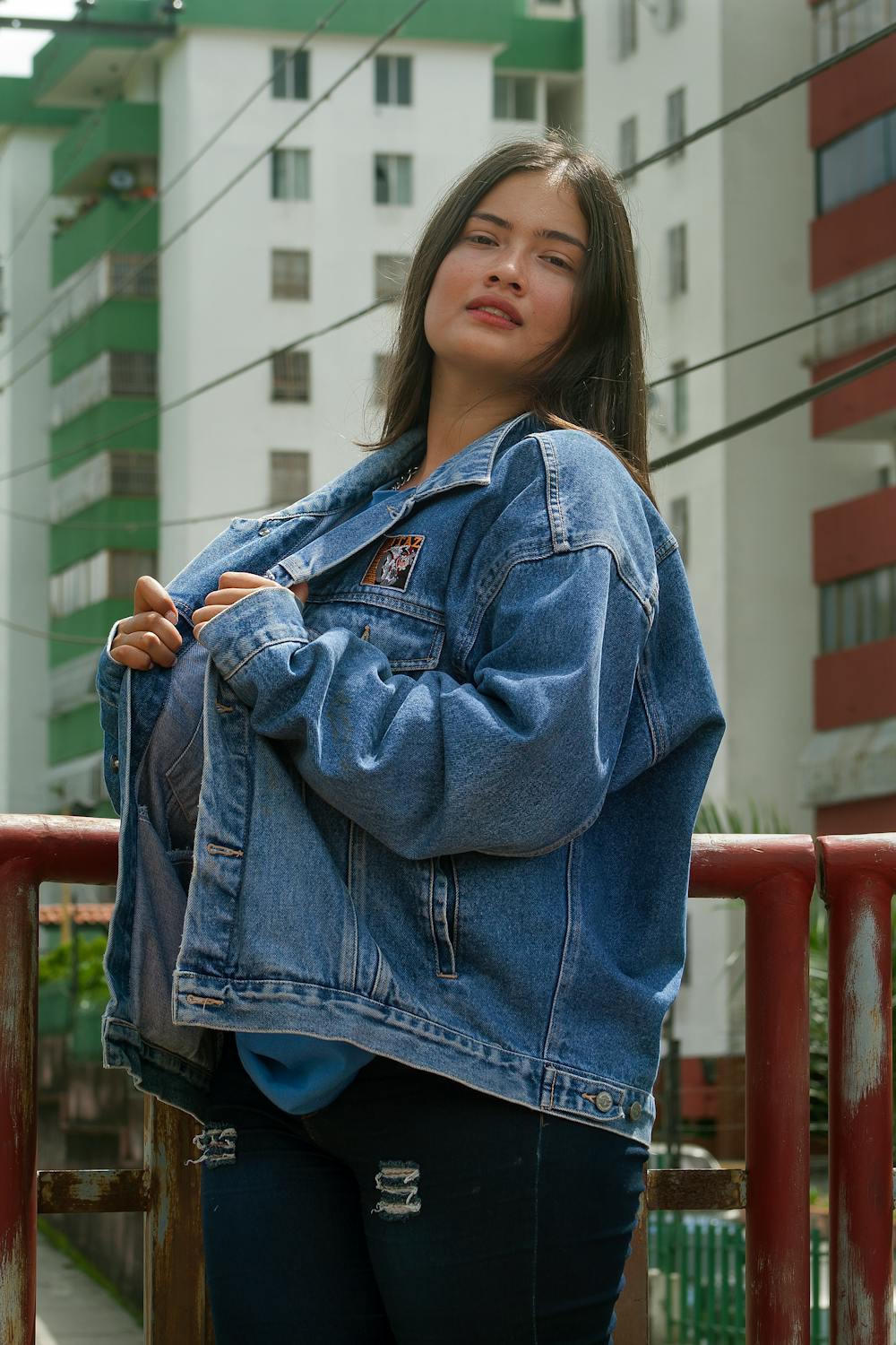 Grocery shopping outfits denim jacket