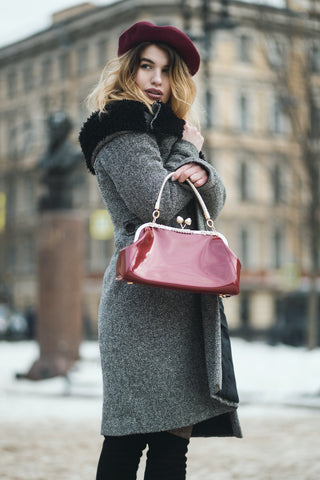 chic fashion coat and handbag