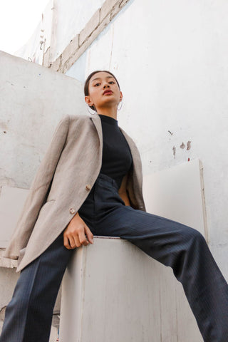 business casual fashion style outfits oversized blazer wide-leg pants