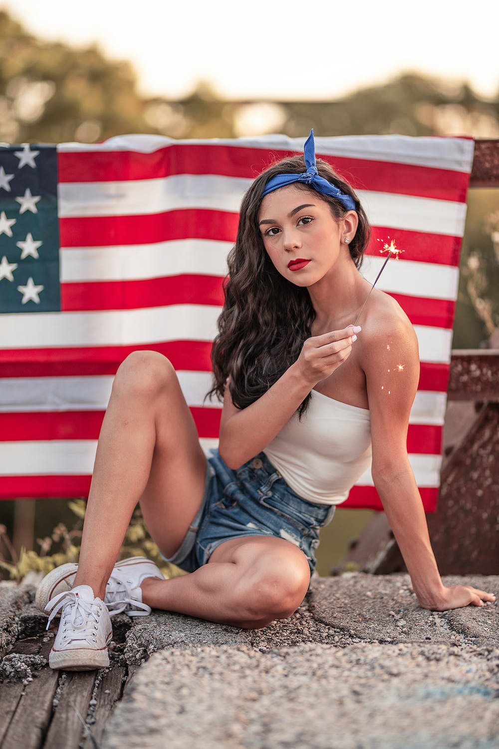 USA party outfit denim shorts