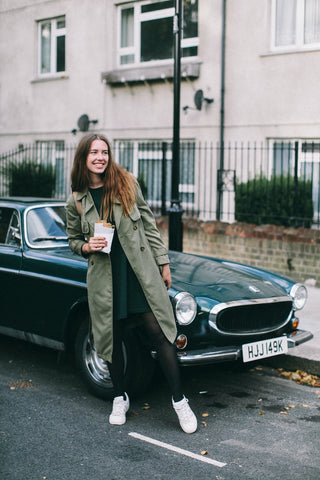 gray skirt trench coat