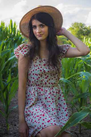 backyard party outfits florals sunhats