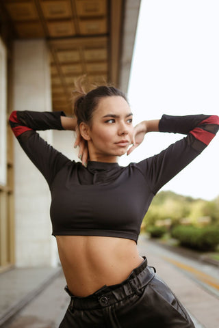 pole dance classes outfits long-sleeve crop top