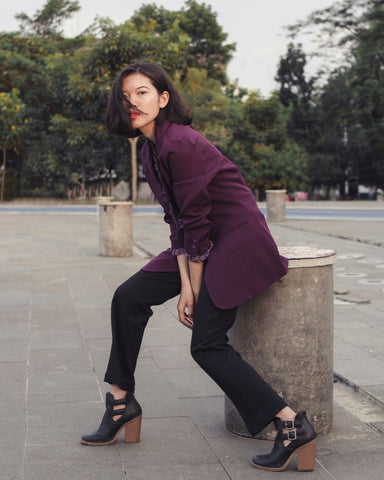 outfits over a black dress colorful blazer 