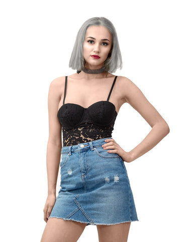 outfits under bodysuit denim skirt