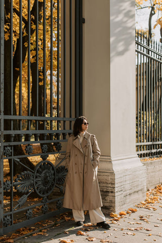 mom fall outfits trench coat