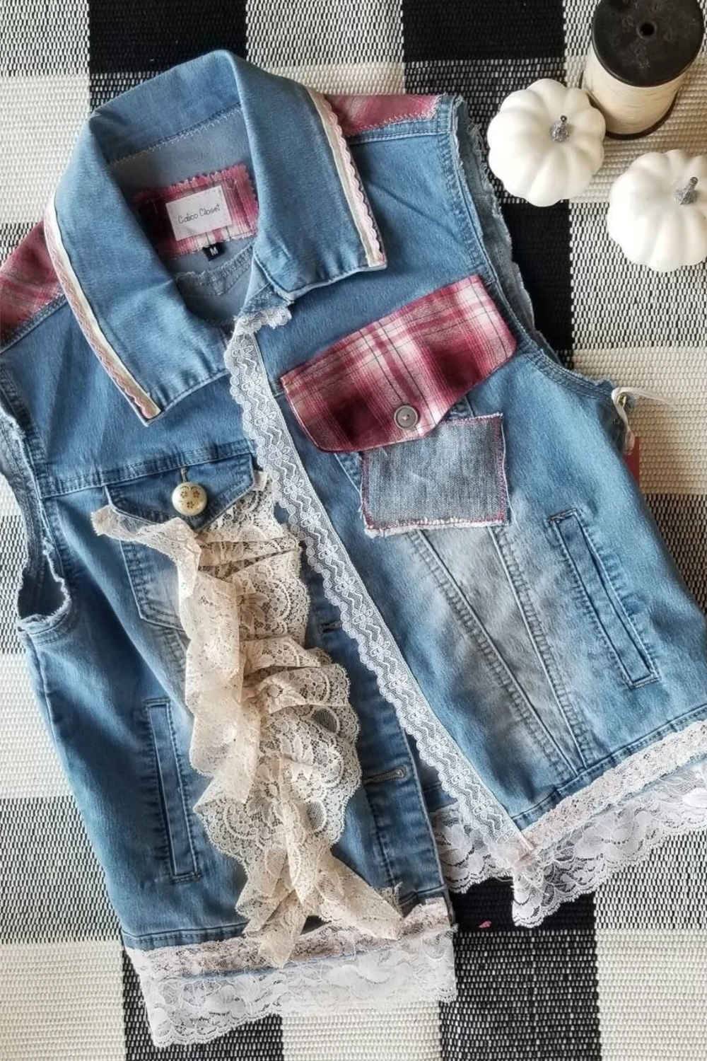 etsy upcycled denim jacket