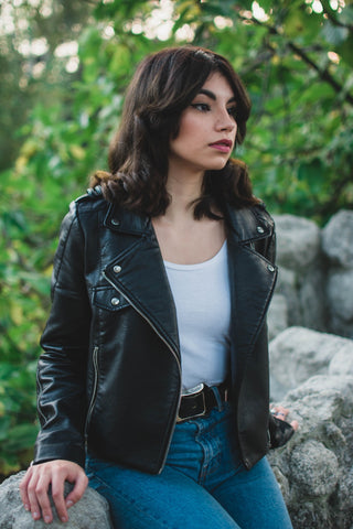 outfits over bodysuit leather jacket
