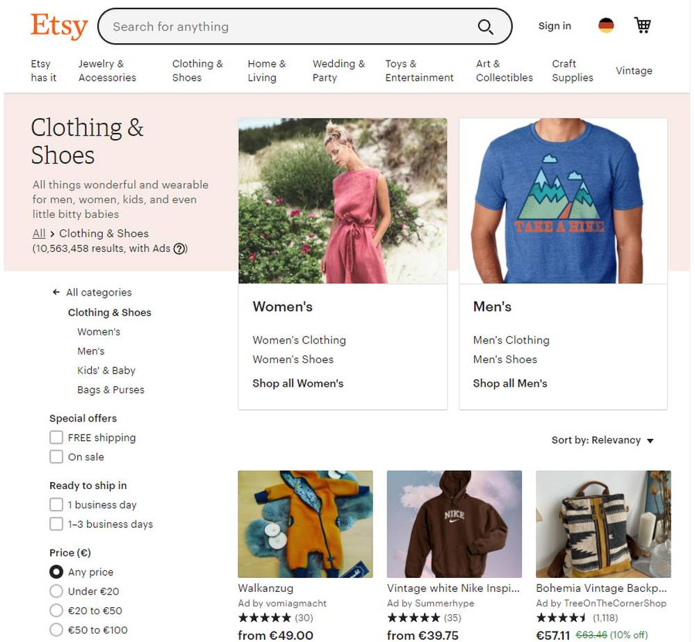 etsy sell used clothes money