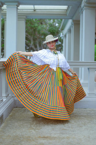striped skirt vibrant fashion style