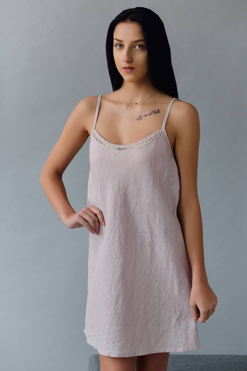 lg linen ethical slip dress