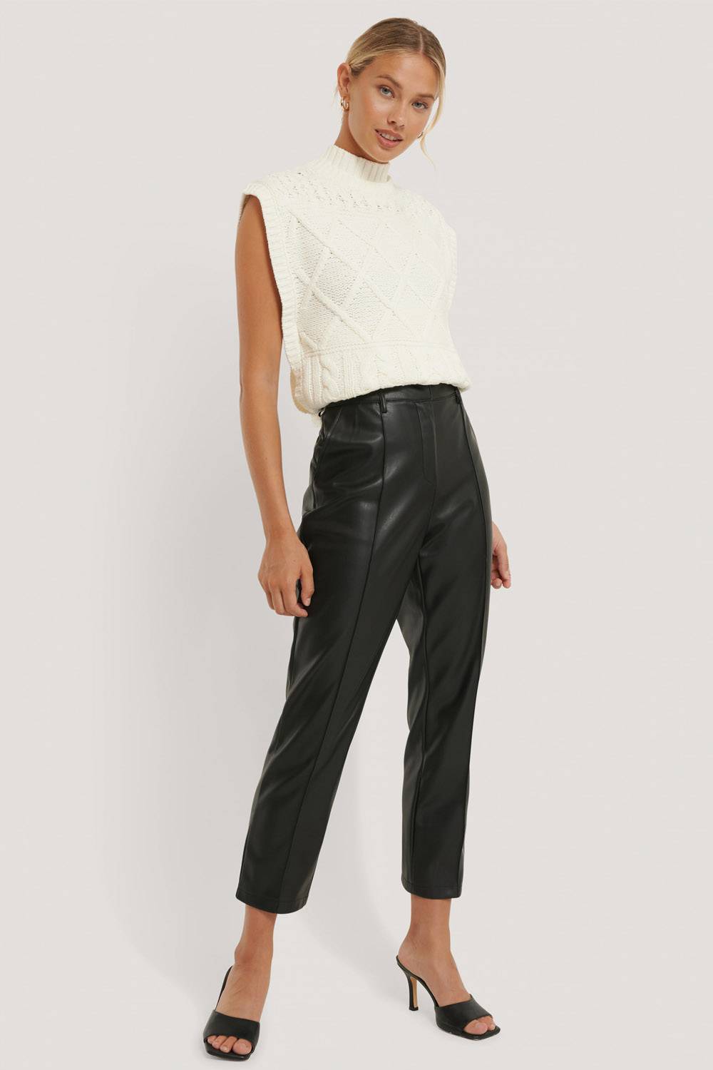 na-kd faux leather trousers