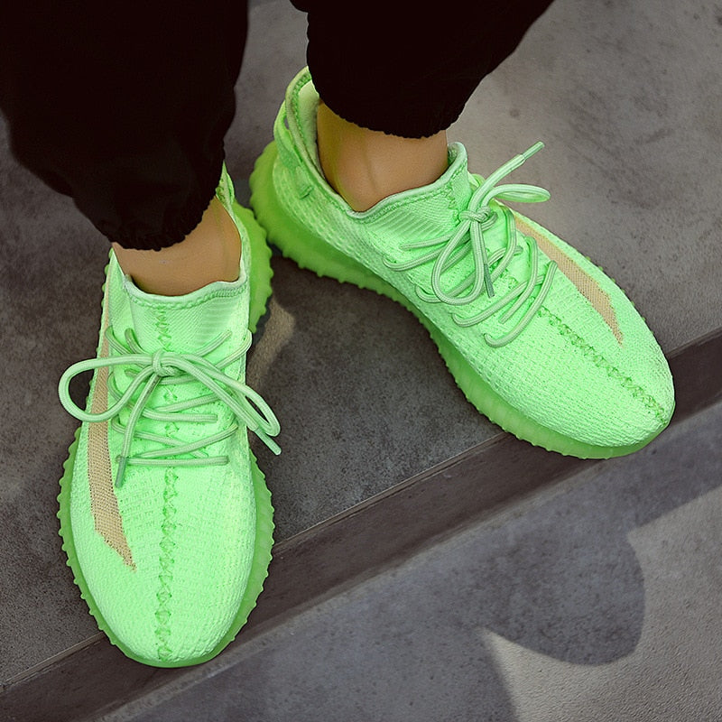 fluorescent green sneakers