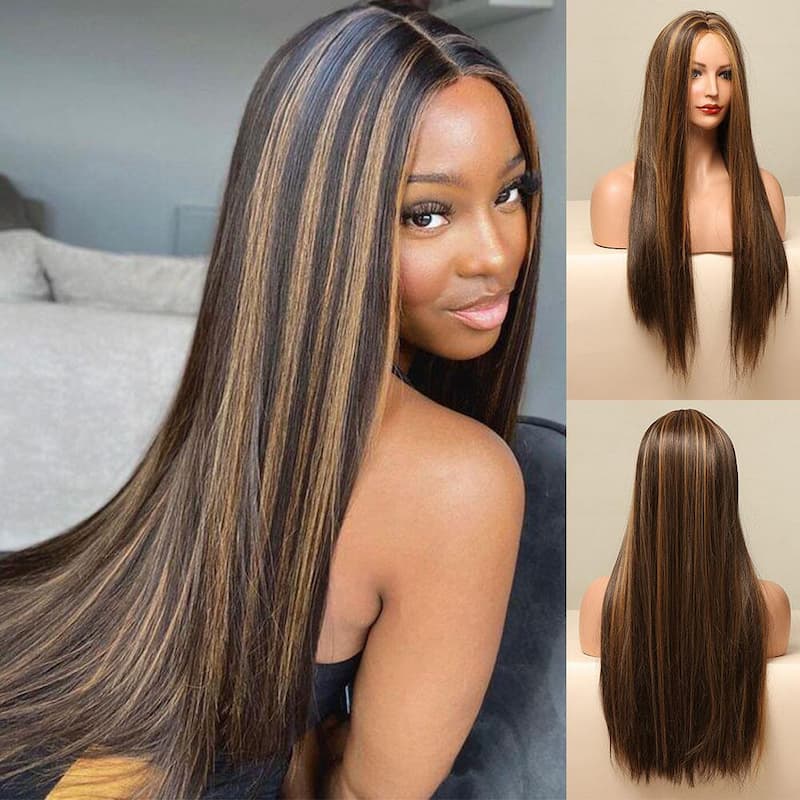 [Clearance Sale] 13x4 Lace Balayage Highlight Colored Lace Front Wig Straight Human Hair Wig