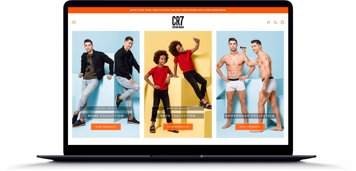 CR7 la tienda online de ropa y accesorios de Cristiano Ronaldo está hecha en Shopify