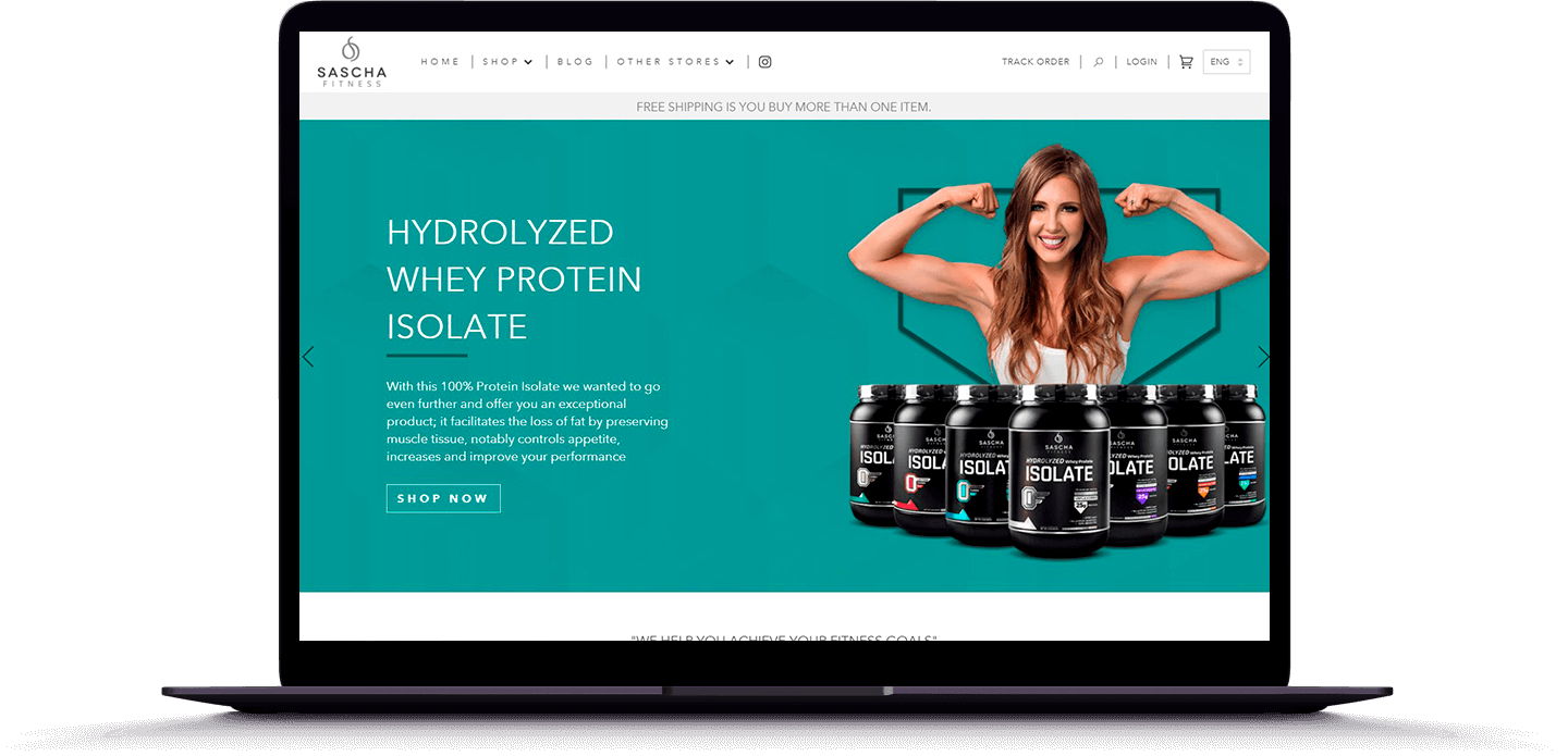 Sascha fitness la tienda online de suplementros alimenticios de Sascha Fitness está hecha en Shopify