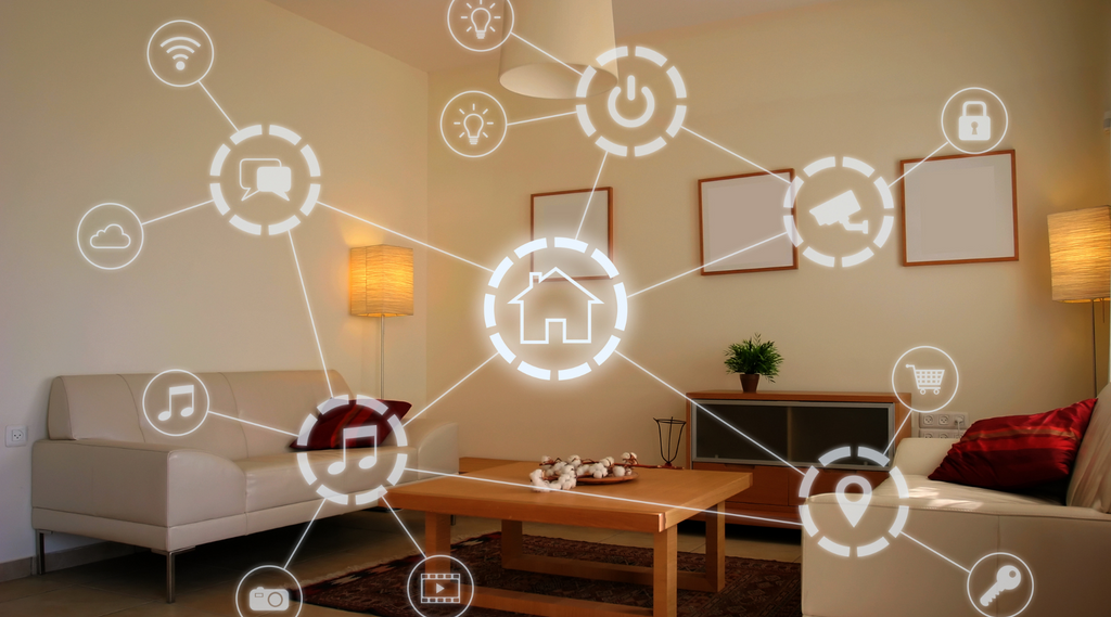 smart home graphic with symbols