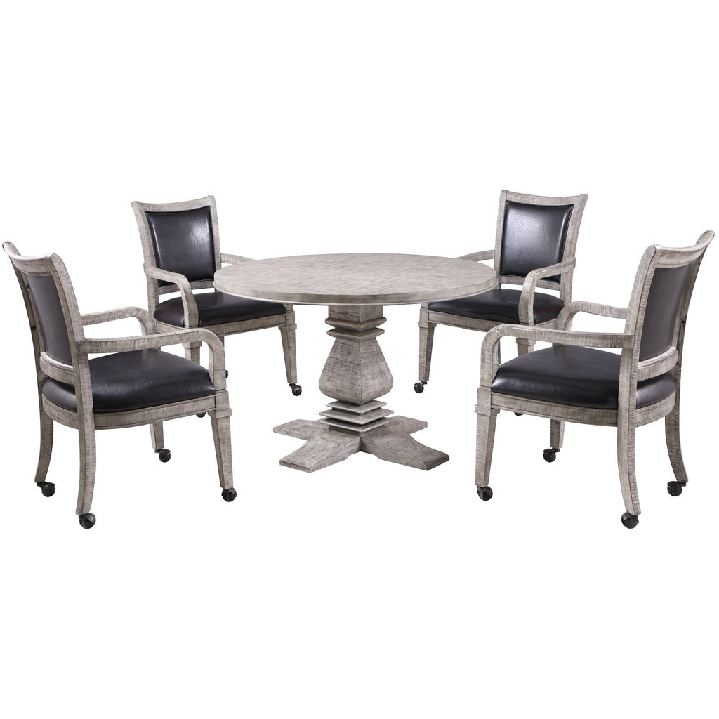 Hathaway Montecito Driftwood Round Poker Table With 4 Arm Chairs