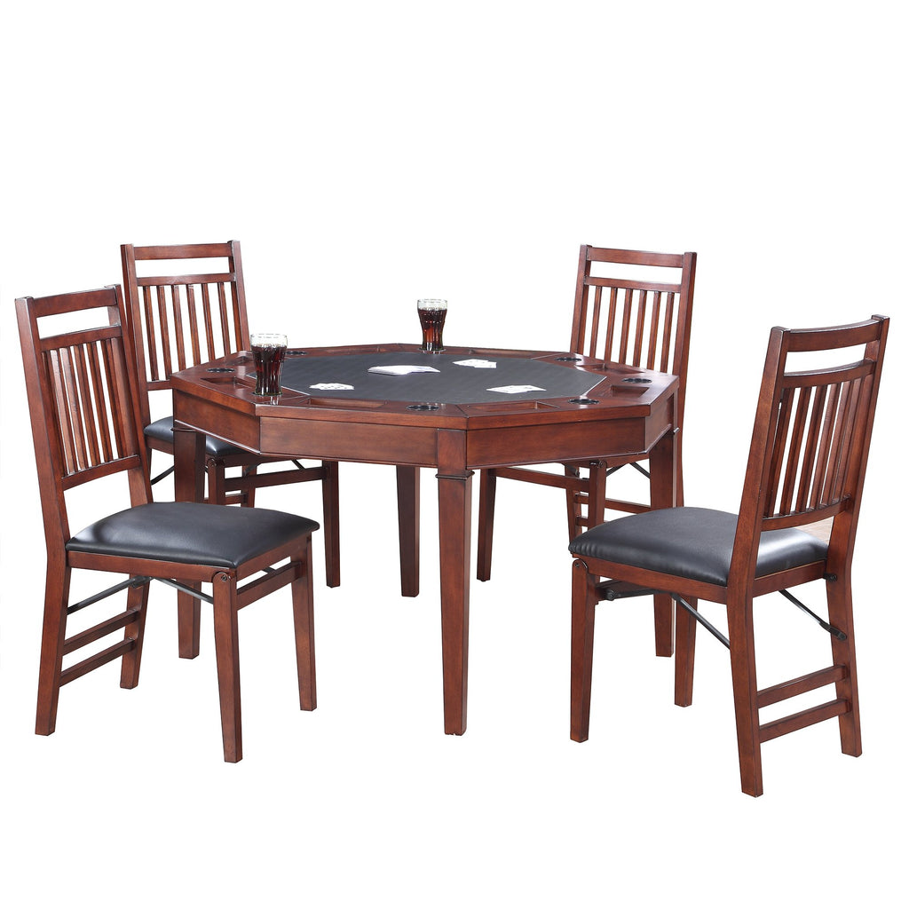 Hathaway Broadway Walnut 48 Folding Poker Table Set With 4 Chairs
