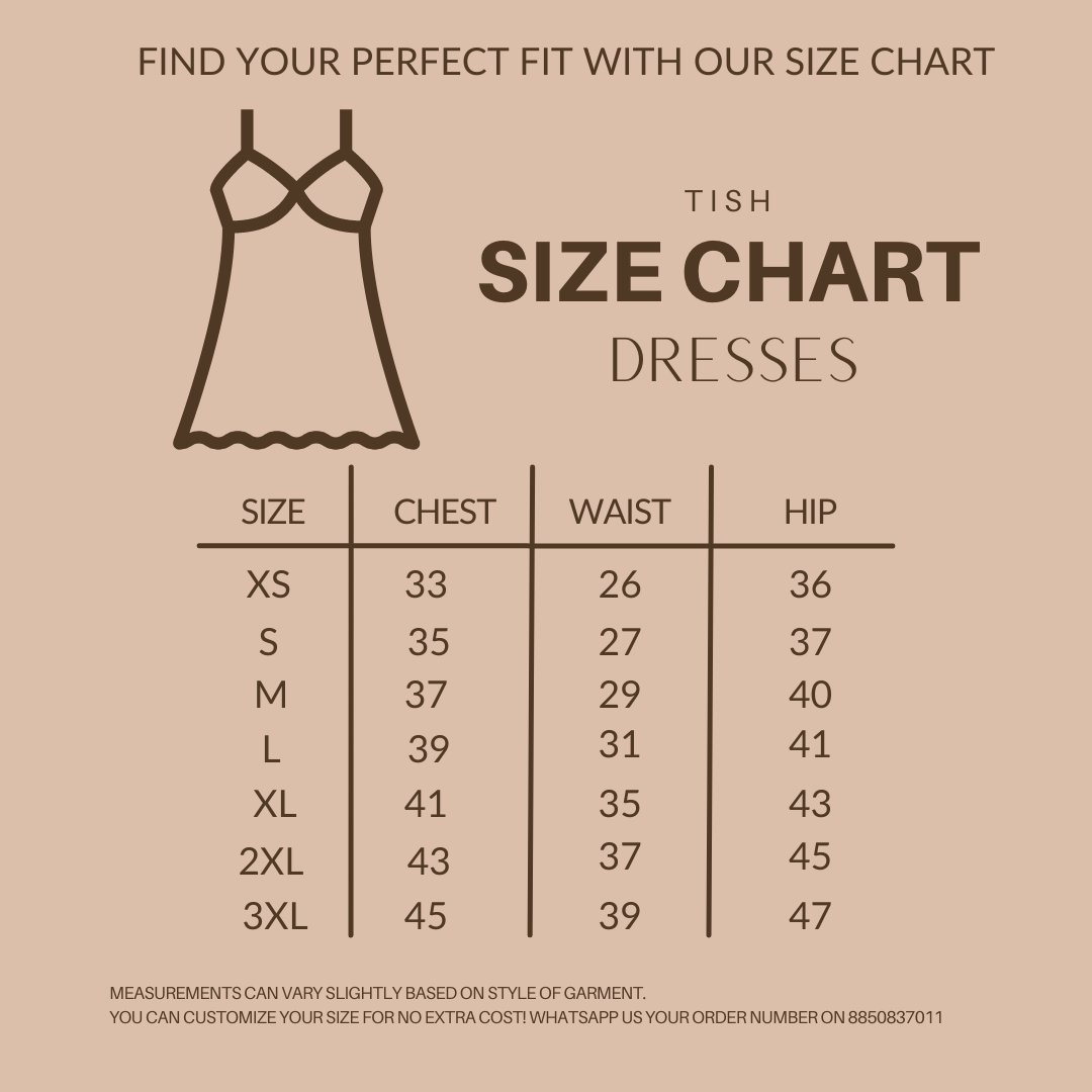 size guide - dresses - tish