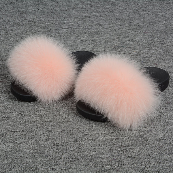 light pink fur slides