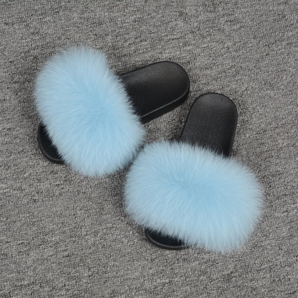 Blue Fox Fur Slides - Official VIP Furs