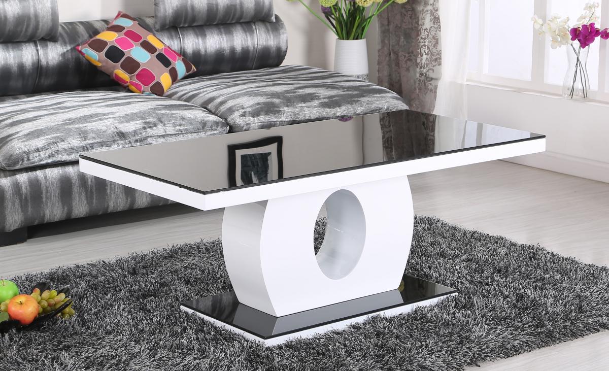 Edenhall Glass Coffee Table in Black or Grey 80cm Heartlands Furniture