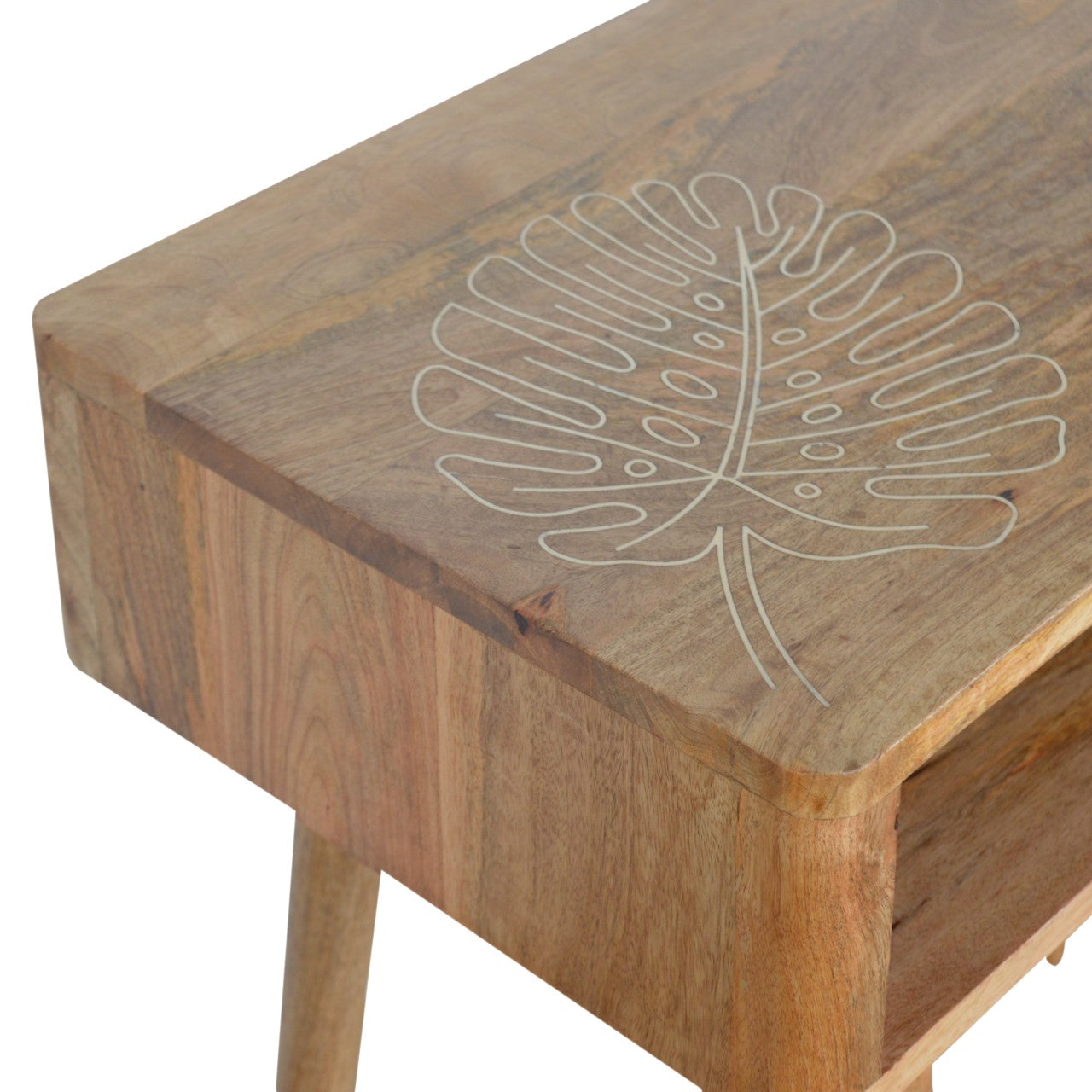 Leaf Embossed Resin Solid Wood Writing Desk Artisan Furniture