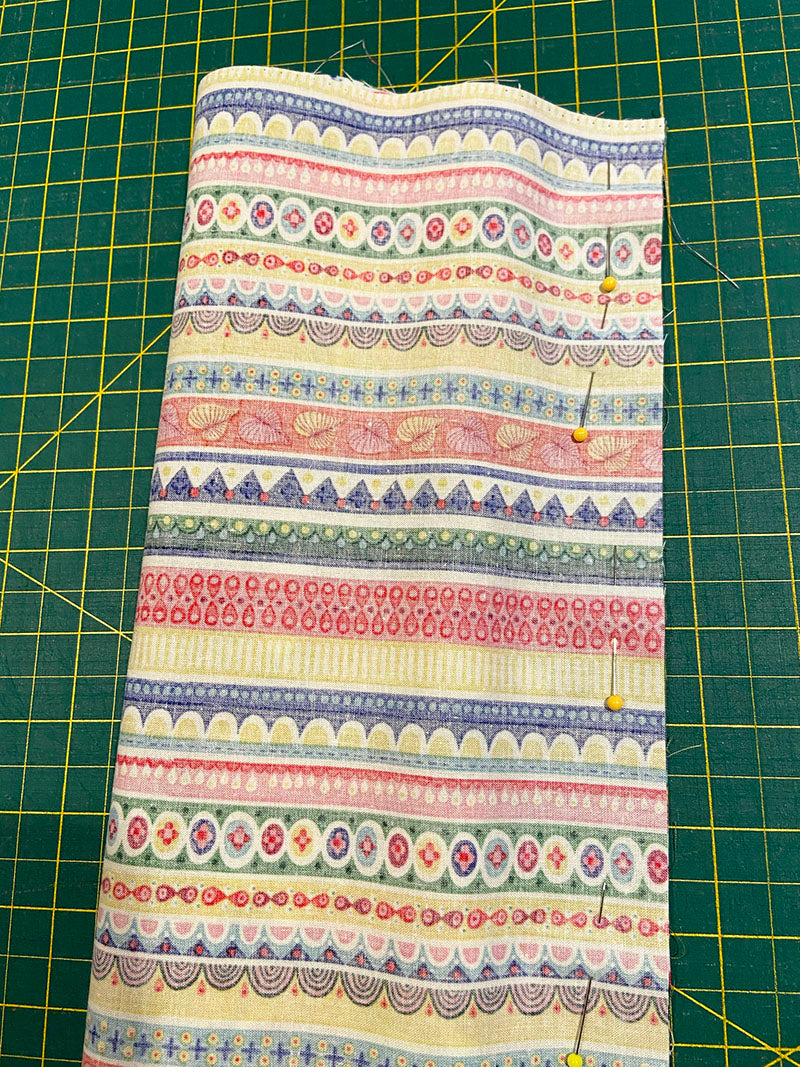 The pinned, wrapped burrito ready to sew