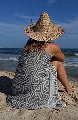 Foutal Xxl Square 100x200 Cm Black Grey Large Turkish Hammam Beach Towel 100 Soft Cotton Handwoven Exclusive Design Hammam Beach Towels