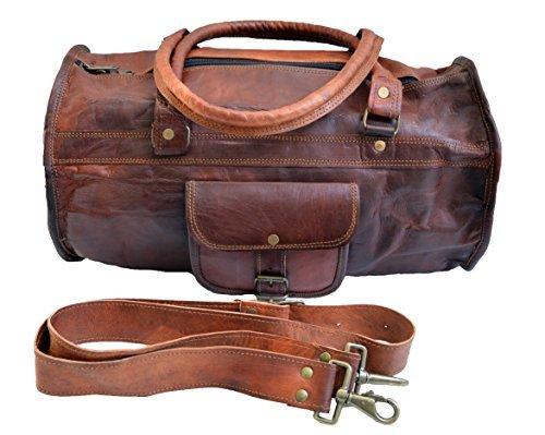 Jaald 18&quot; Genuine Leather Mens Duffle Bag sports bag carry on bag for – High Quality Store ...
