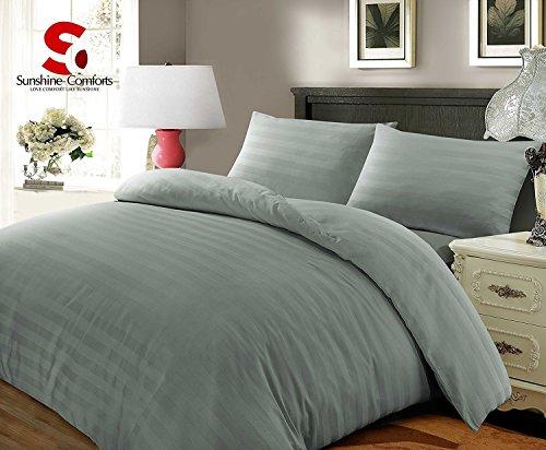 Luxury 100 Egyptian Cotton Satin Stripe Duvet Quilt Cover Set Pillo