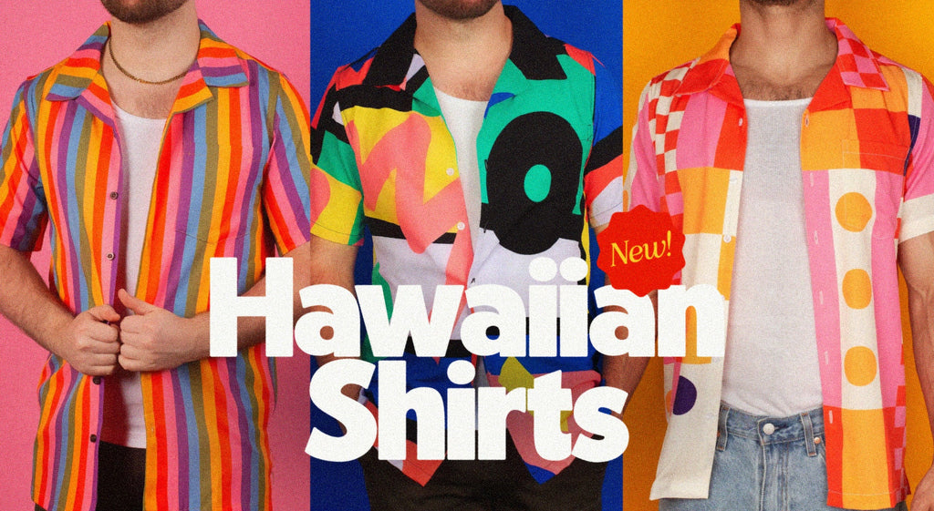 retro style hawaiian shirts in bright and funky patterns for the queer community